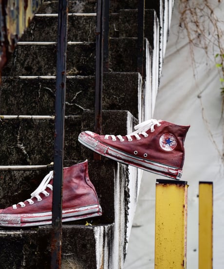 Discoloration Vintage High cut Sneaker RED