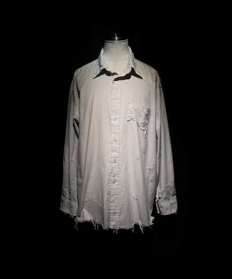 Vintage damage Stripe Cotton Shirt