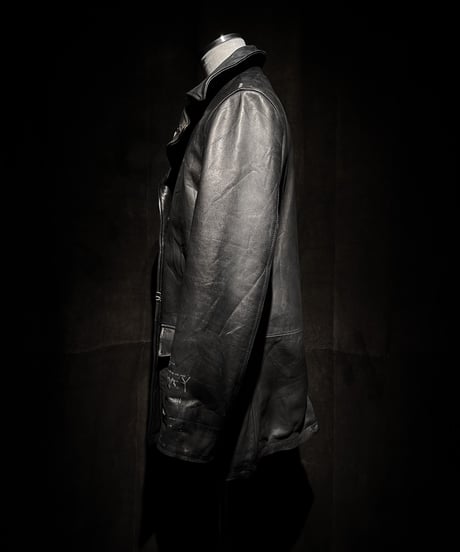 Double-Breasted Vintage Leather Coat