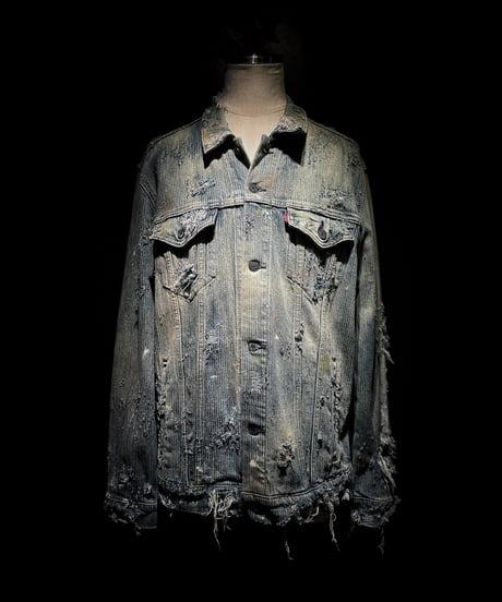 Vintage damage & paint stripe denim jacket