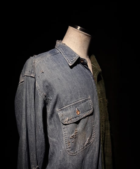 50/50 Split Rebuild Vintage Denim/Flannel Shirt