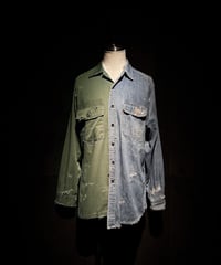 50/50 Split Rebuild Vintage 70's Military/Denim Shirt