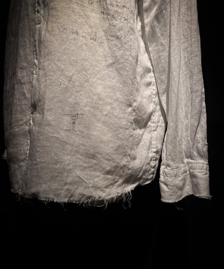 Hand-Painted Vintage damage Linen Shirt