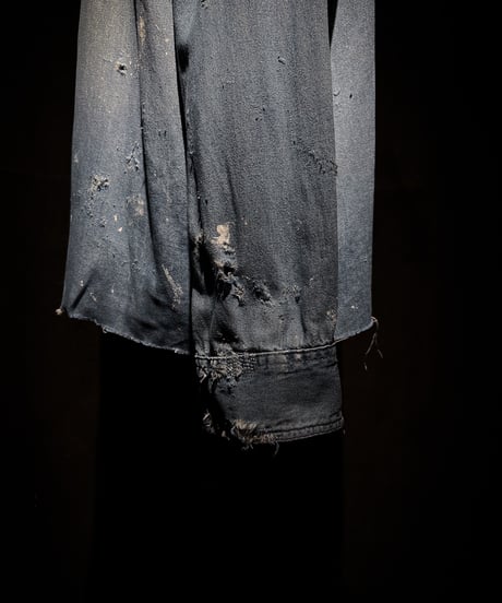 Vintage Light Indigo Cut-Off Hem Denim Shirt