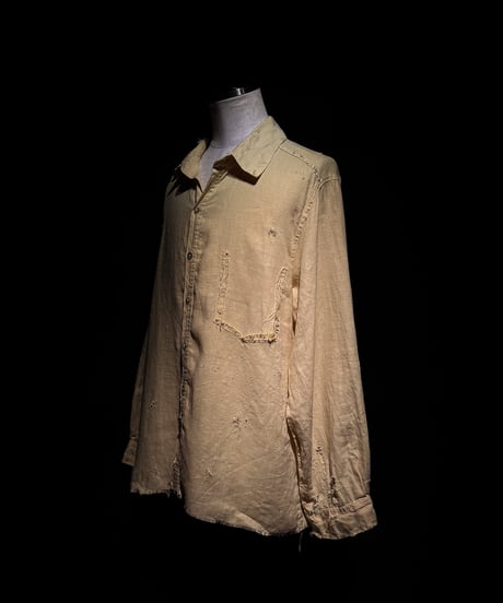 Vintage damage linen yellow shirt