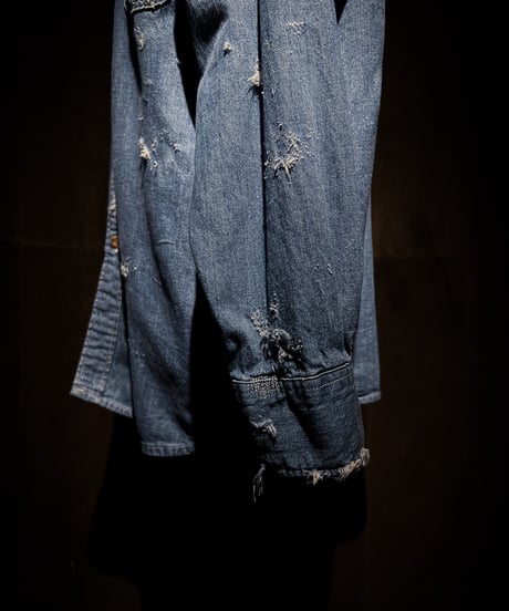 Vintage damage Indigo Work Denim Shirt
