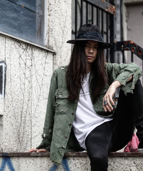 SURREALISTE×RESURRECTION Silver button vintage damage militaly shirt