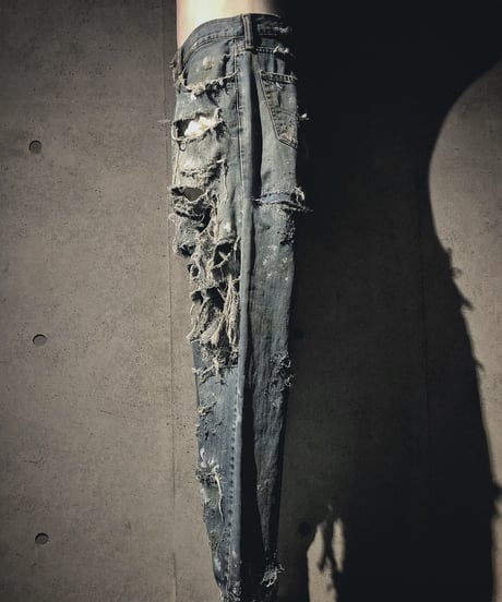 Destroy damage vintage denim pants