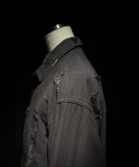 Vintage damage Black denim shirt