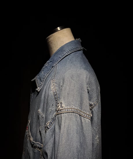 Faded Distressed Work Denim Shirt