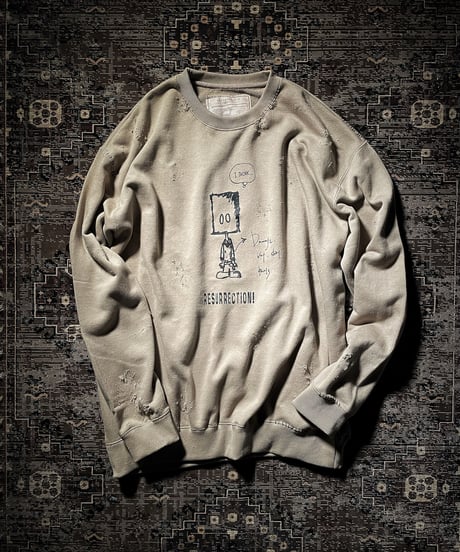 I THINK,,, character sweat shirt (SAND BEIGE)