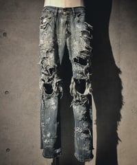 Destroy damage vintage denim pants