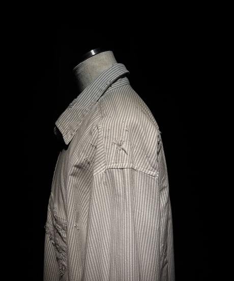 Vintage damage Stripe Cotton Shirt