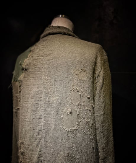 Vintage damage military linen long coat