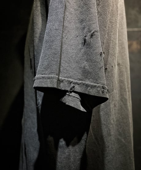 Flower vintage dye damage T-shirt (Old black)