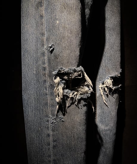 Faded Indigo Straight Damage Denim pants