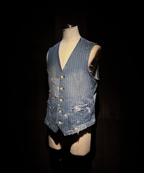 Vintage Pinstripe Denim Work Vest