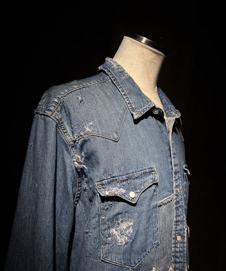 Vintage damage & patchwork denim shirt