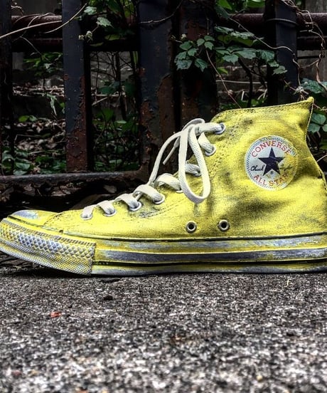 Discoloration Vintage High cut Sneaker YELLOW