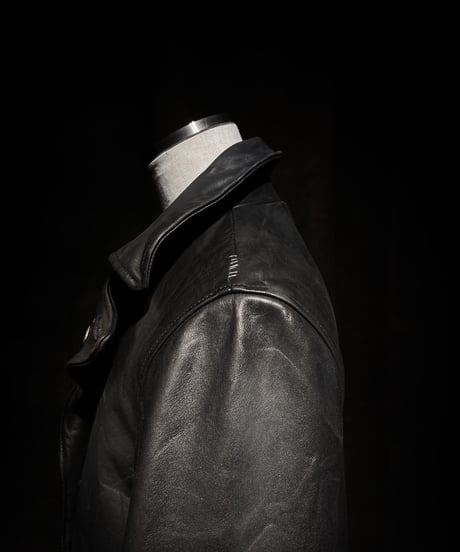 Double-Breasted Vintage Leather Coat