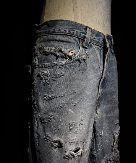 Vintage Distressed Shoe-cut Denim pants