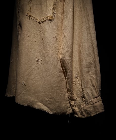 Vintage damage linen yellow shirt