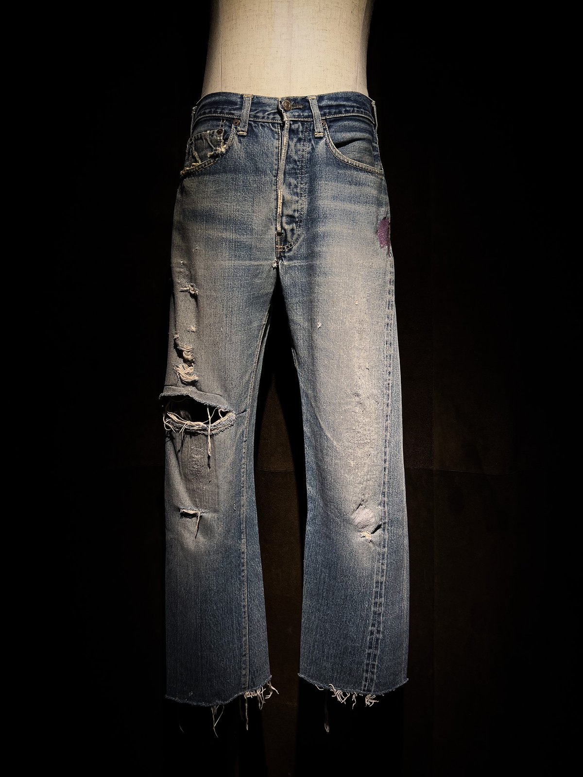 Vintage Damage Straight Cut Denim Pants | RESUR