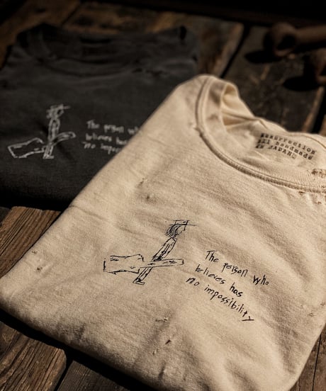 Guitar vintage dye damage T-shirt (Old white)