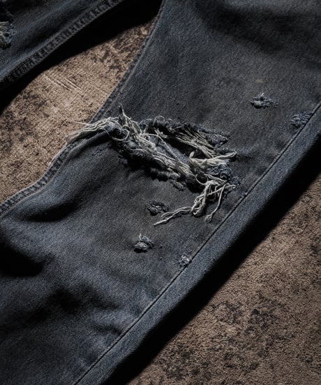 Faded Indigo Straight Damage Denim pants