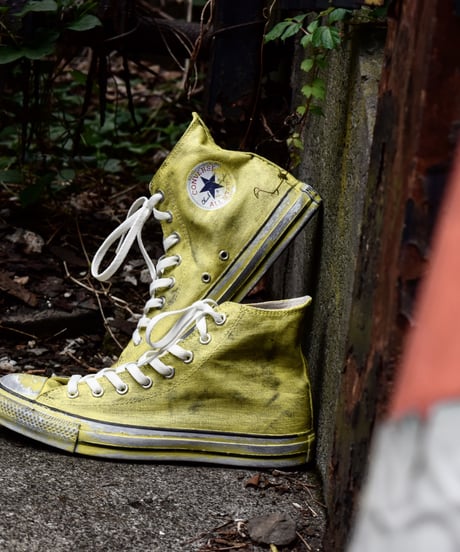 Discoloration Vintage High cut Sneaker YELLOW