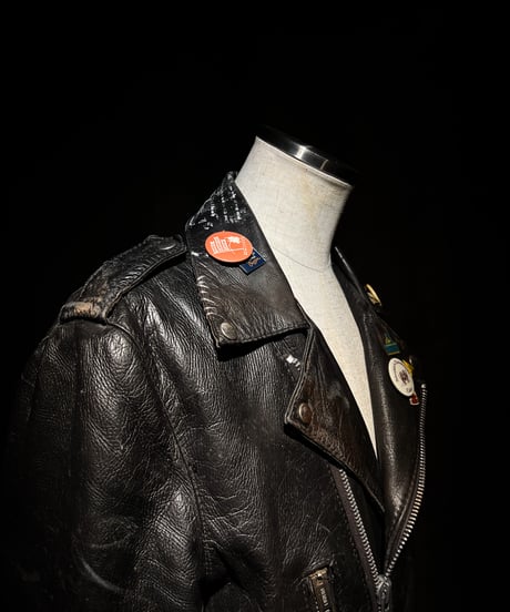 Vintage Leather Biker Jacket with UK-Sourced Badges & Pins