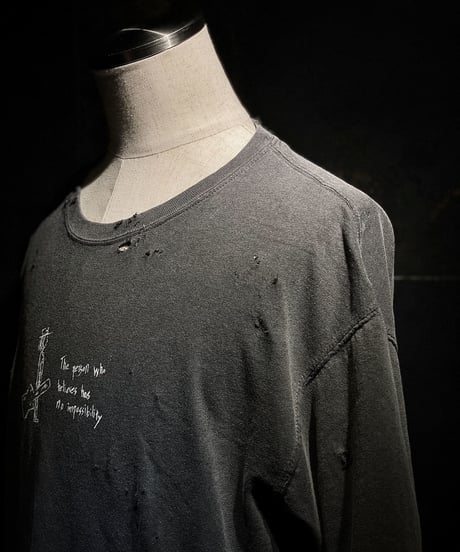Guitar vintage dye damage T-shirt (Old black)
