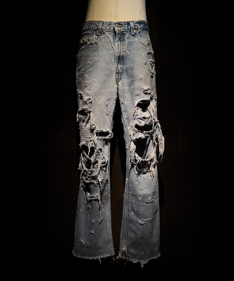 Vintage Distressed Shoe-cut Denim pants