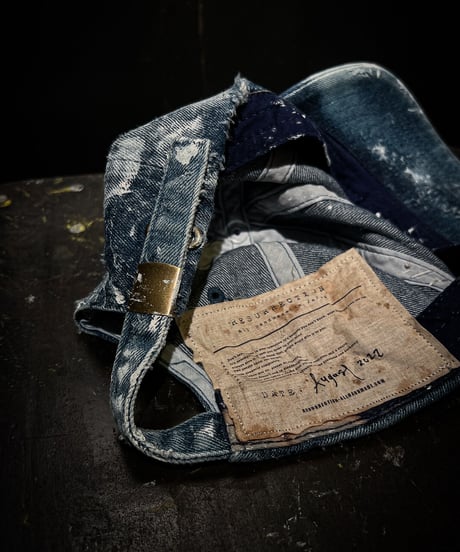 Hard damage & paint vintage denim cap