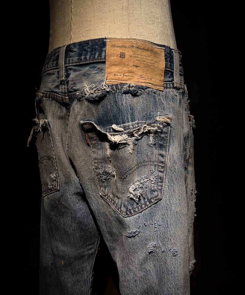 Fade Distressed slim Straight Denim pants | RES