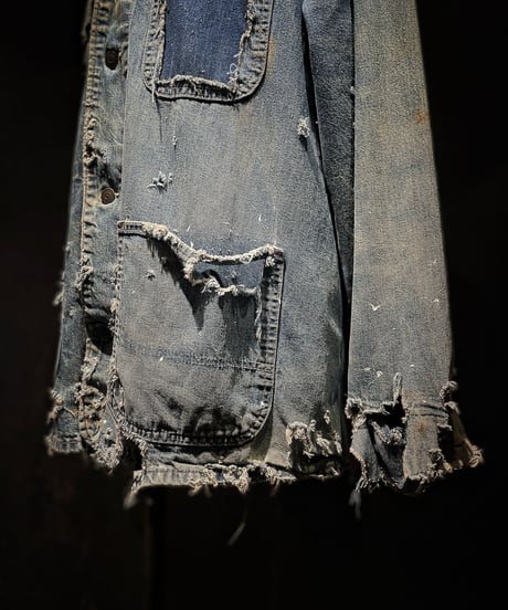 Hard damage vintage Denim coverall jacket