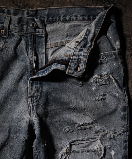 Vintage Distressed Shoe-cut Denim pants