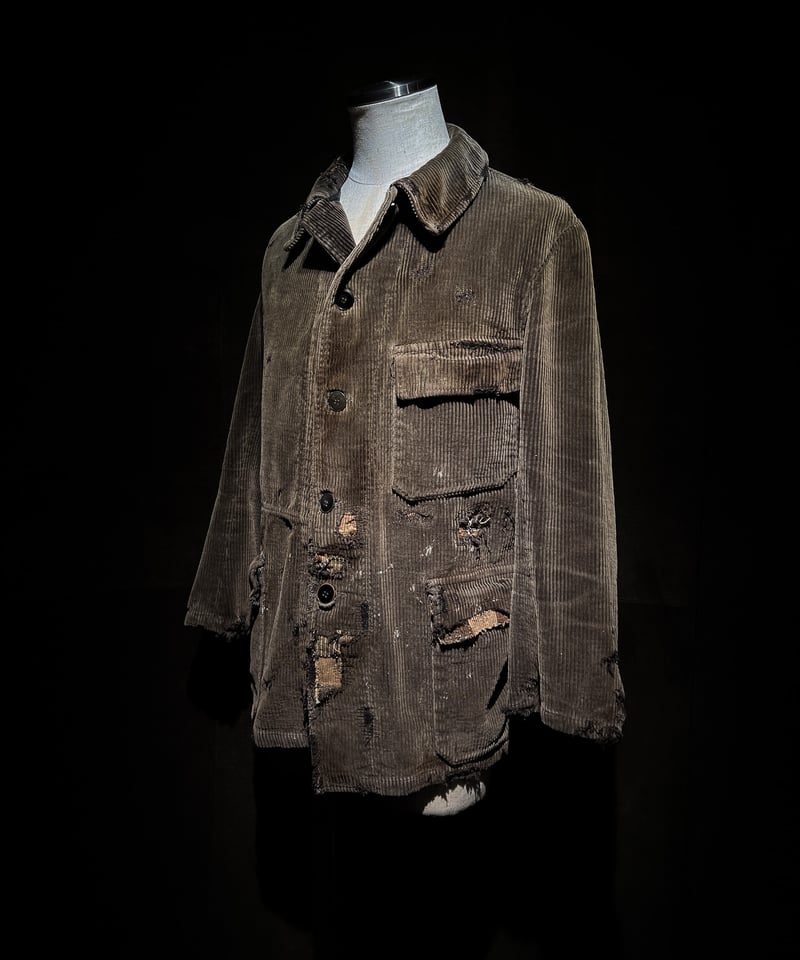 Special French 1950s ／ Corduroy Work JKT 50's] French Vintage Brown Corduroy Work Jacket Size.48 
