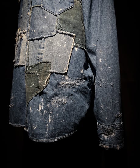 Vintage damage & patchwork denim shirt
