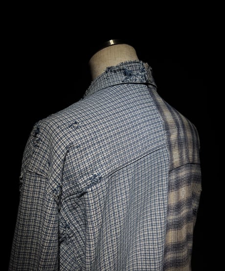 50/50 Split Rebuild Vintage Pattern Denim/Flannel  Shirt