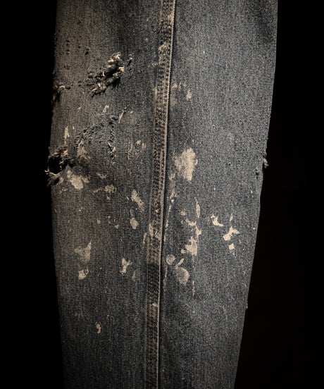 Vintage paint&damage painter denim pants