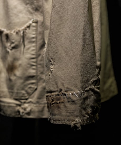 Damage vintage denim coverall jacket