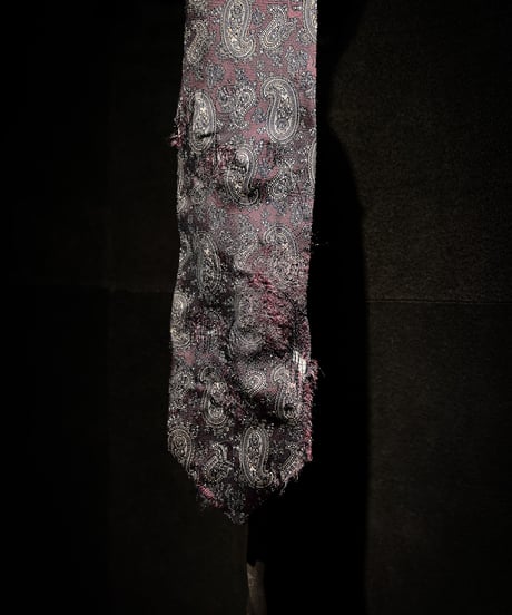 Vintage Paisley Damaged Tie — Burgundy Shadow