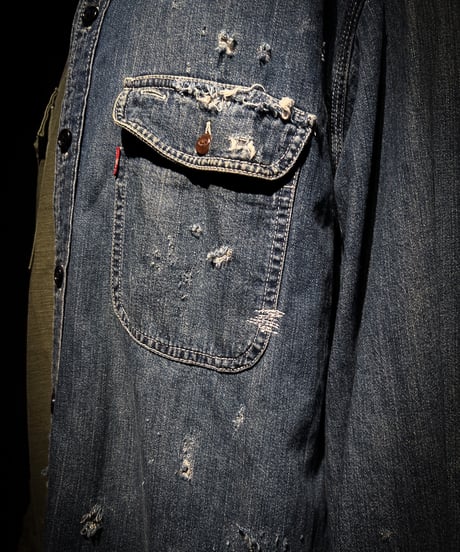 50/50 Split Rebuild Vintage Denim/70's Military Shirt