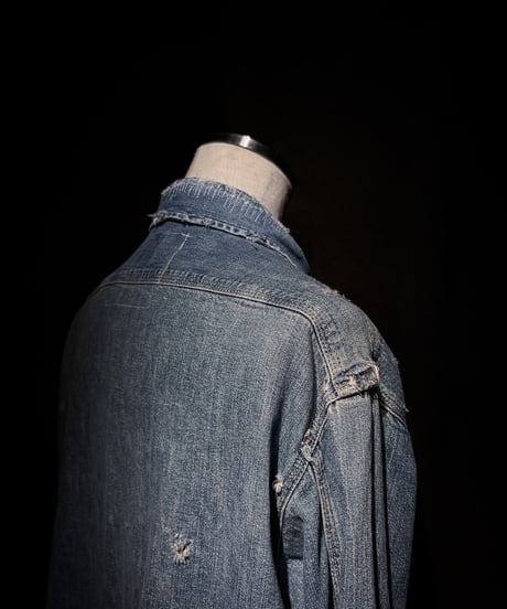 Vintage damage Indigo Work Denim Shirt