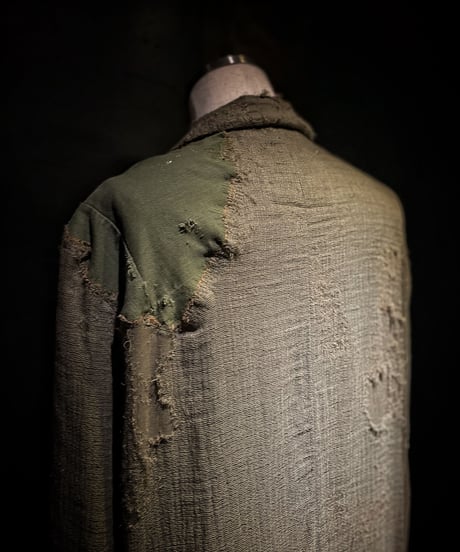 Vintage damage military linen long coat