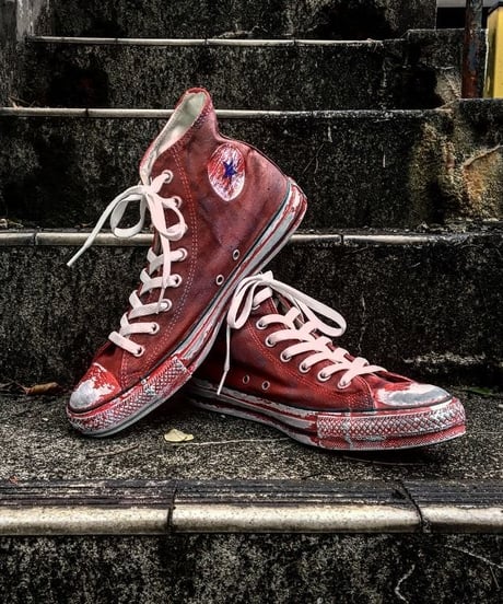 Discoloration Vintage High cut Sneaker RED