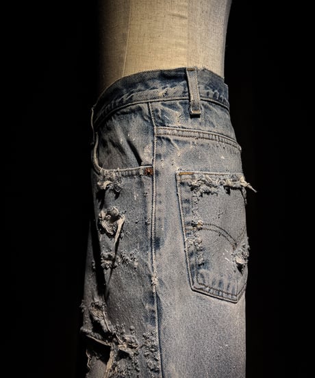 Vintage Distressed Shoe-cut Denim pants