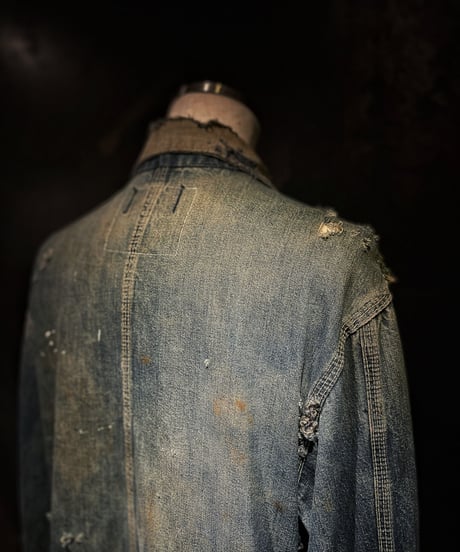 Hard damage vintage Denim coverall jacket