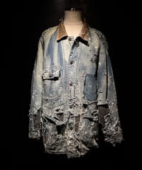 Hard damage & paint vintage denim coverall jacket